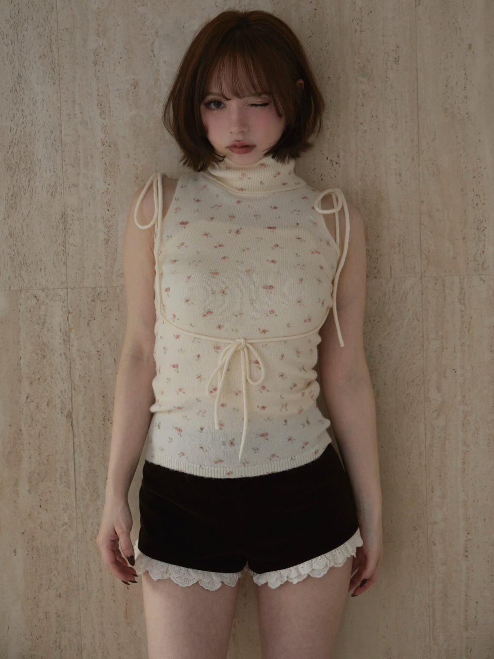Rosie flower knit tops red ☆新品未開封☆ ANDMARY】Rosie flower knit tops