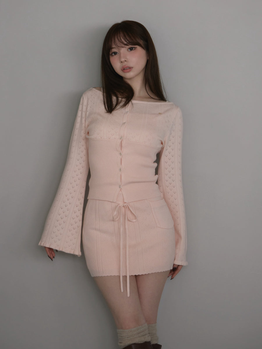 ANDMARY】Heart crochet knit set up