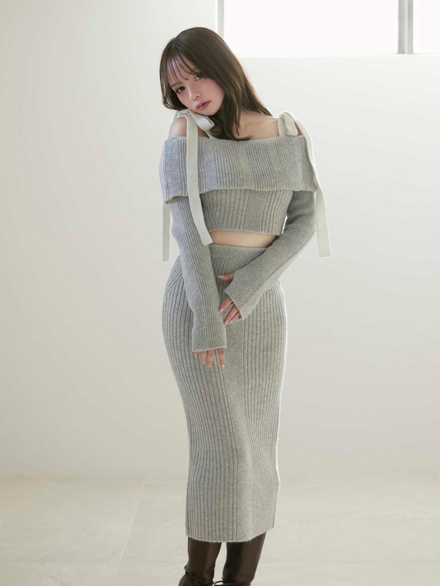 ANDMARY】Rei ribbon offshoulder set up
