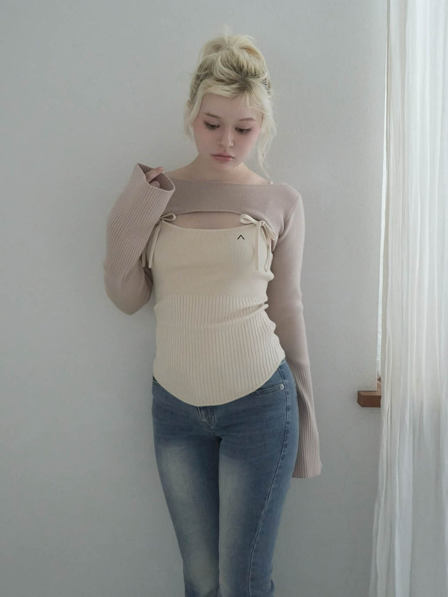 ANDMARY】Bebe ribbon set tops