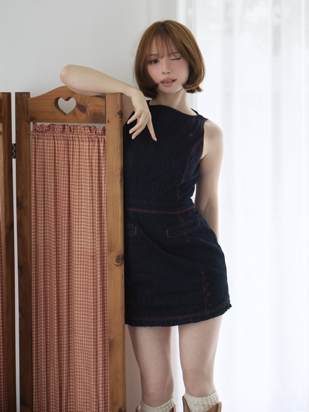 Lara stitch frill mini dress