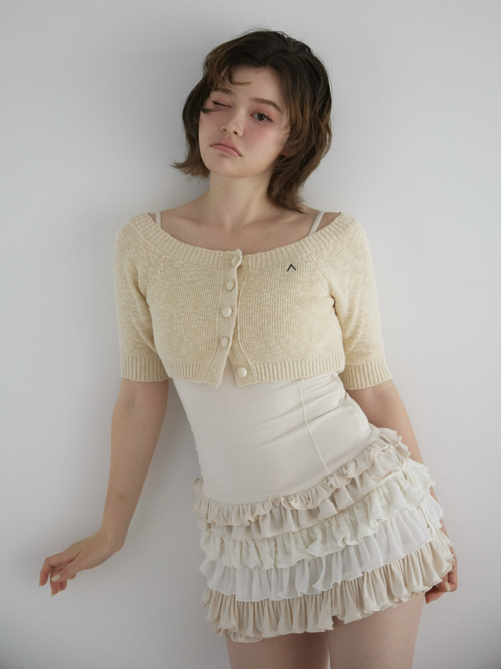 Mew frill set mini dress