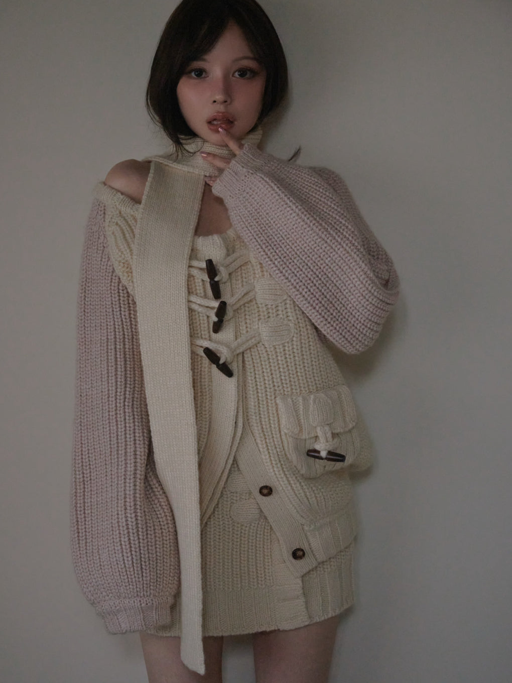 Loose raglan knit set up