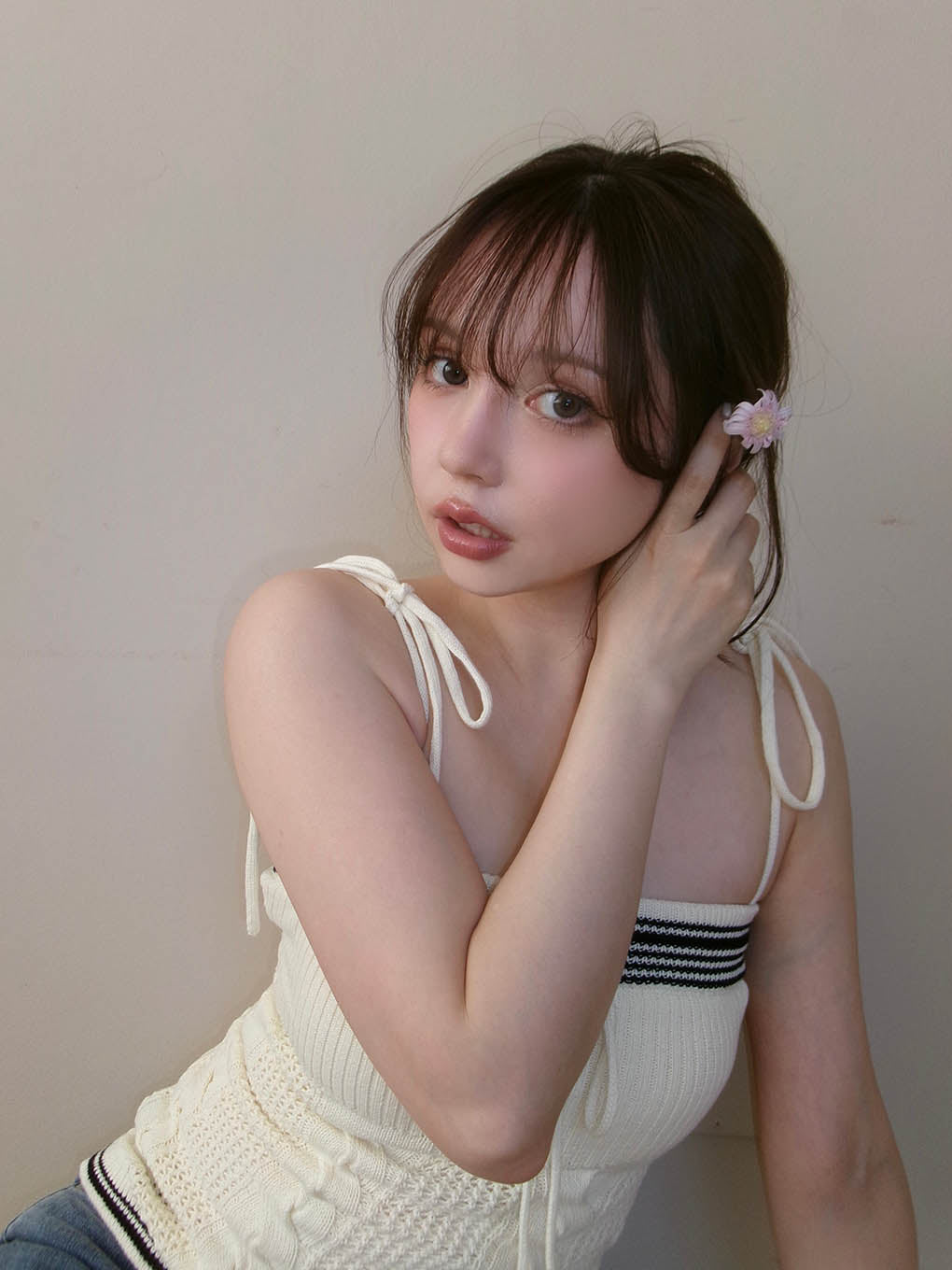 Kitty cable knit tops
