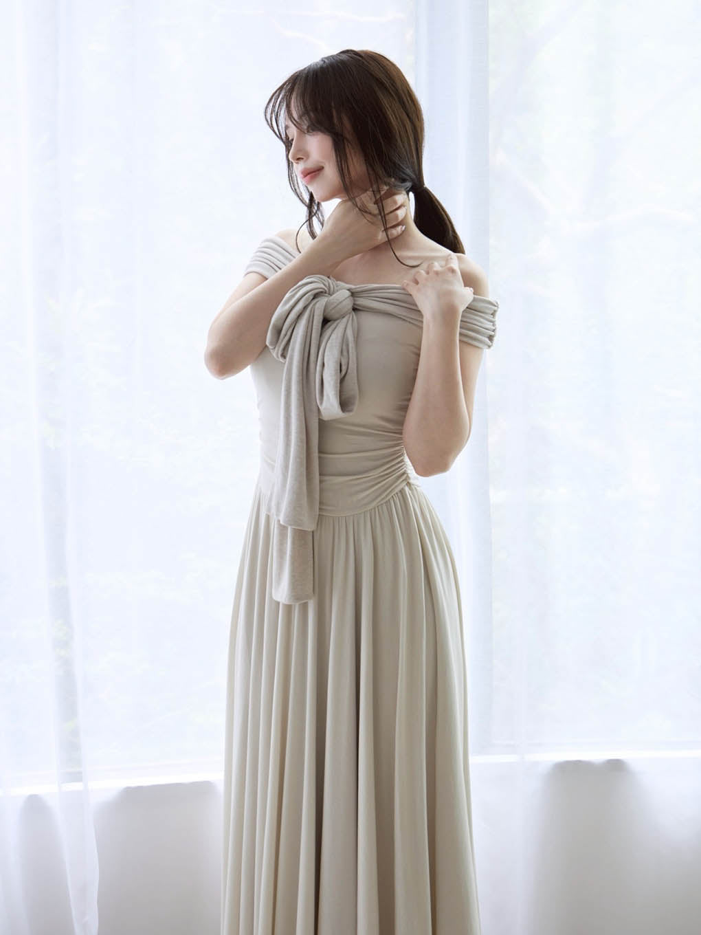 ワンピース andmary Lady like long dress beige ONE PIECE