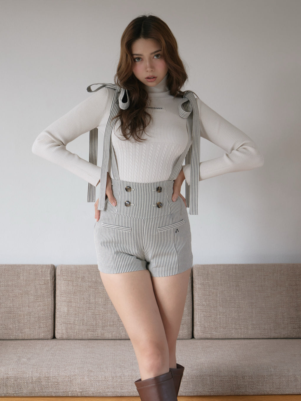 Jacquard turtleneck tops