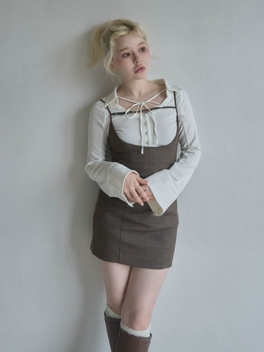Betty layered check dress