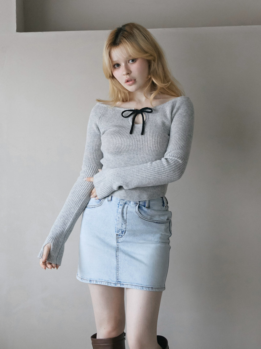 Heart hip denim skirt