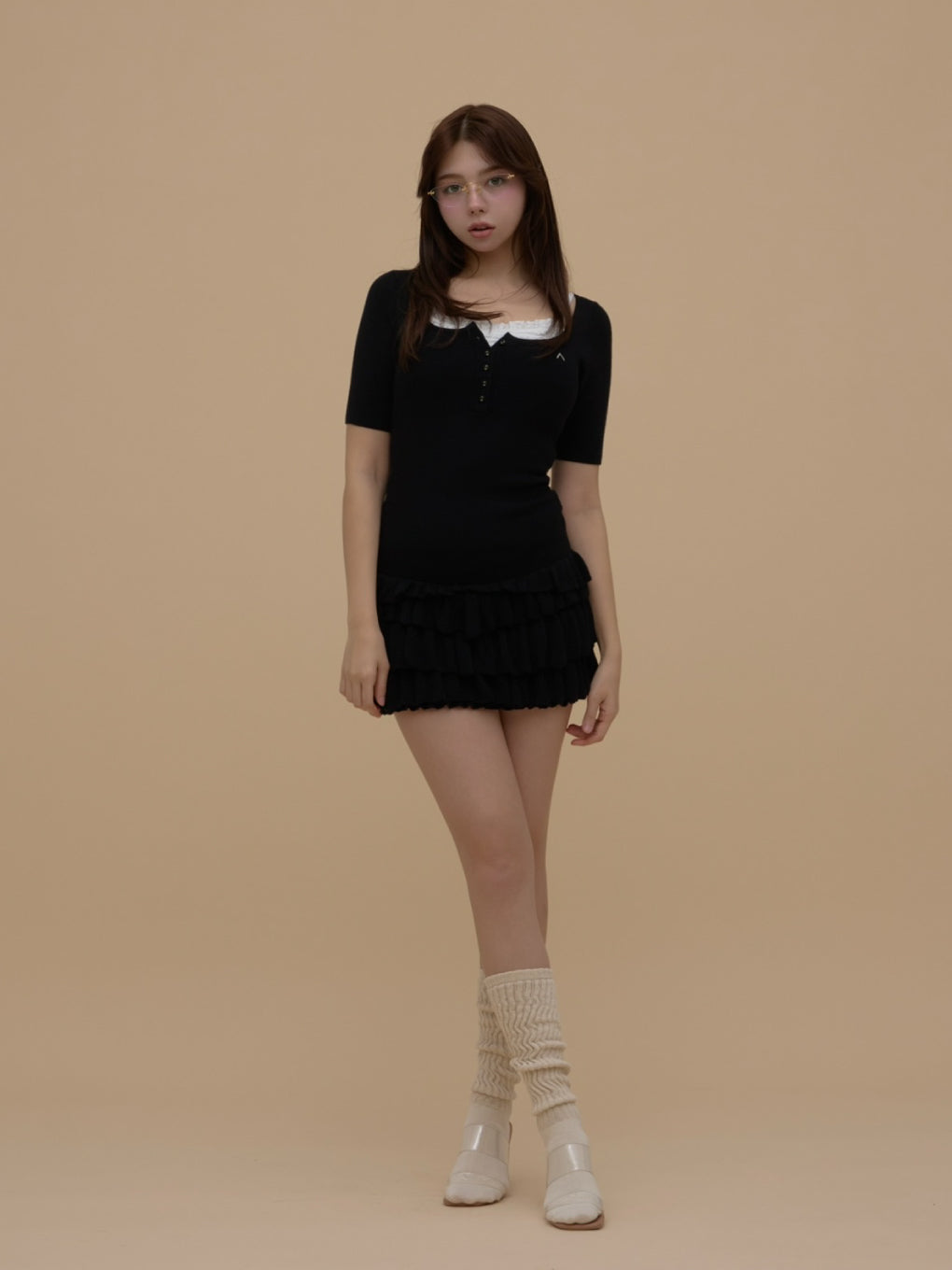 Cyndi frill knit mini dress