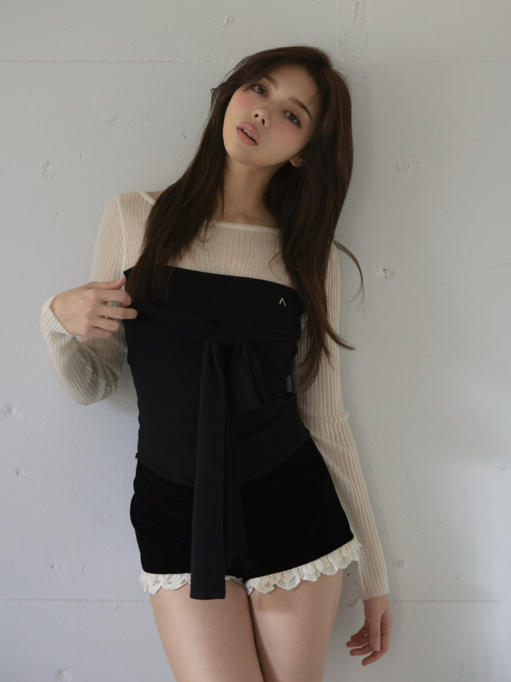 トップス andmary Sara knit set up navy ANDMARY】Sara knit set up