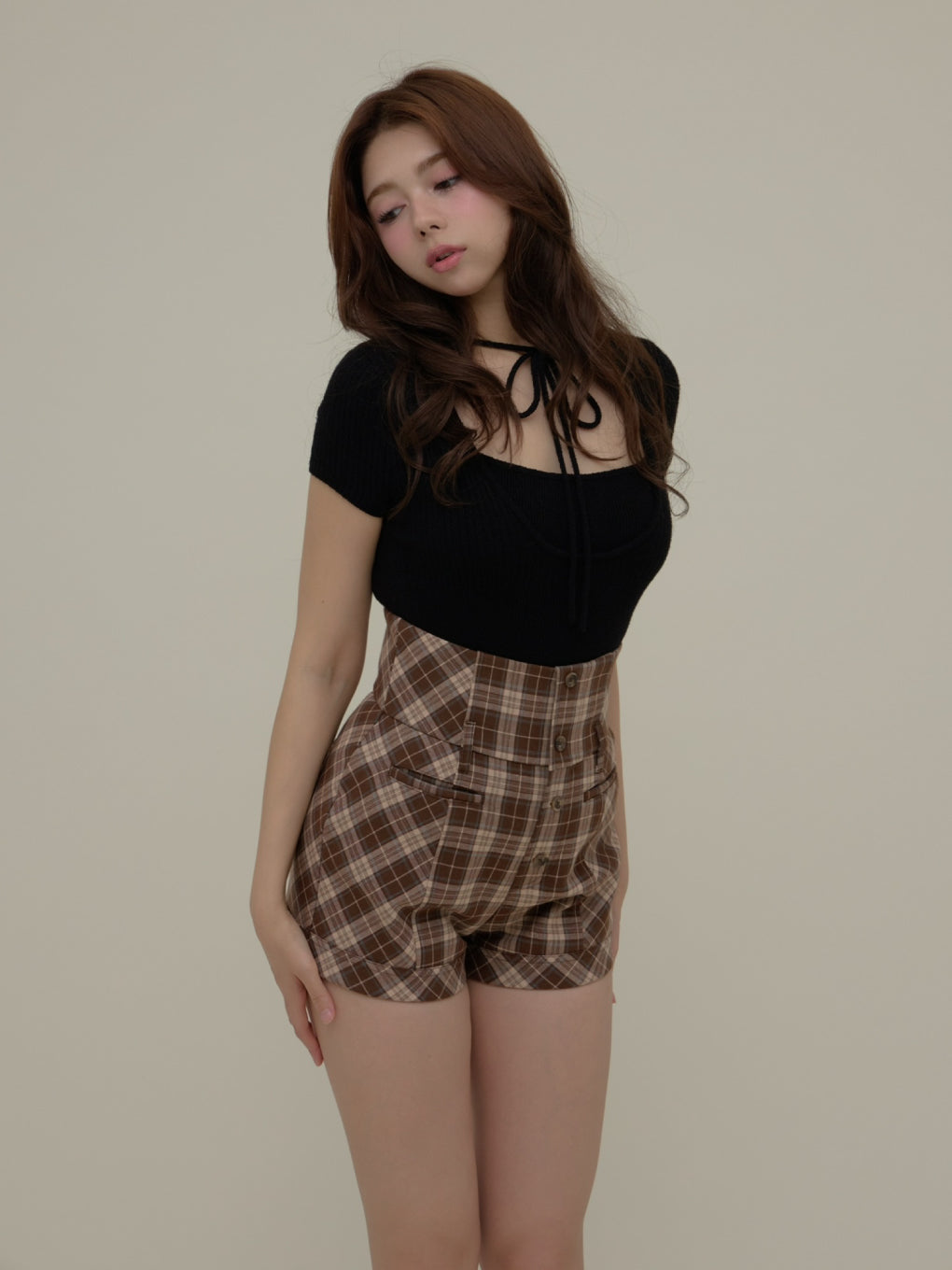 トップス Alice check ribbon tops andmary TOPS
