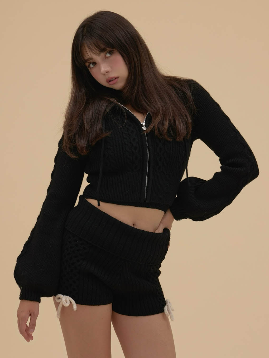 Milk ribbon knit set up