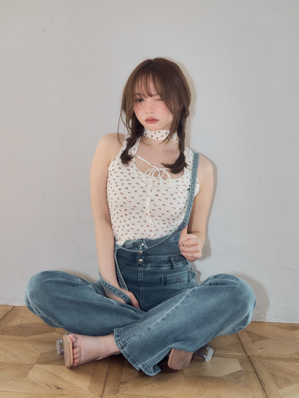 Heart hip denim allinone