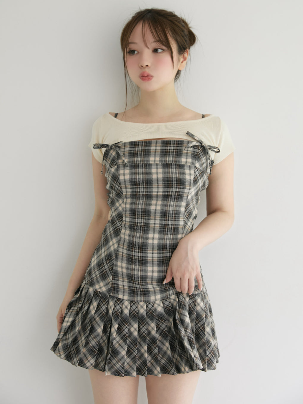 Karen check mini dress