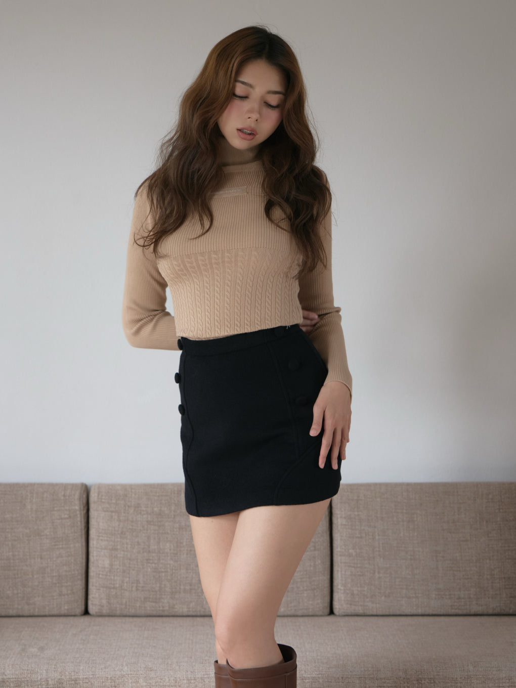 Jacquard turtleneck tops