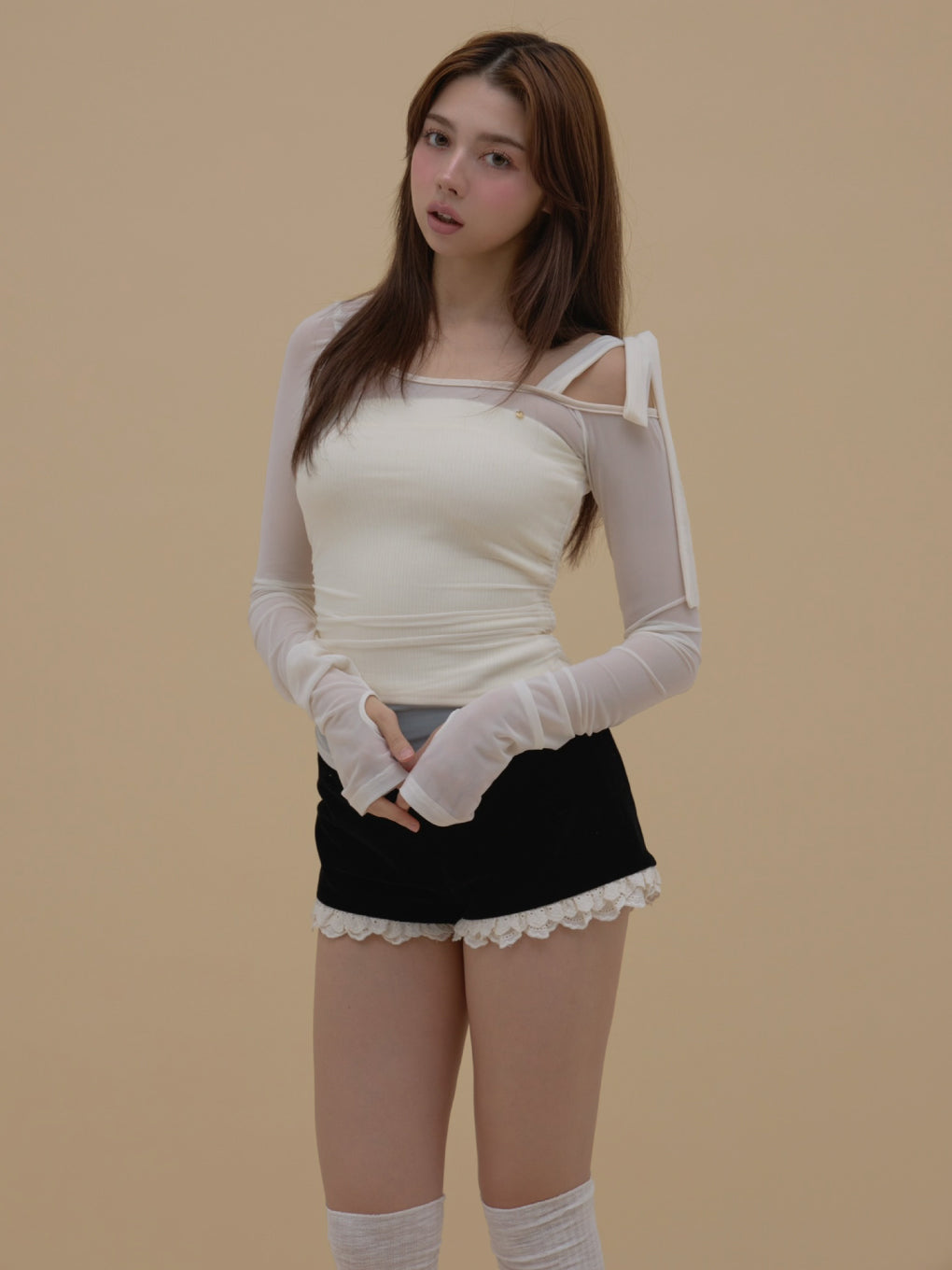 トップス andmary Harper tulle set tops ivory ANDMARY】Harper tulle set tops