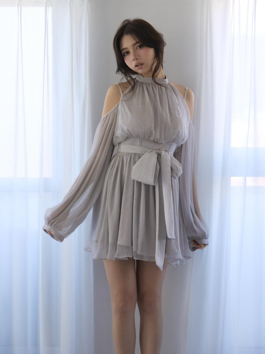 ワンピース Fairy chiffon mini dress ANDMARY】Fairy chiffon mini dress