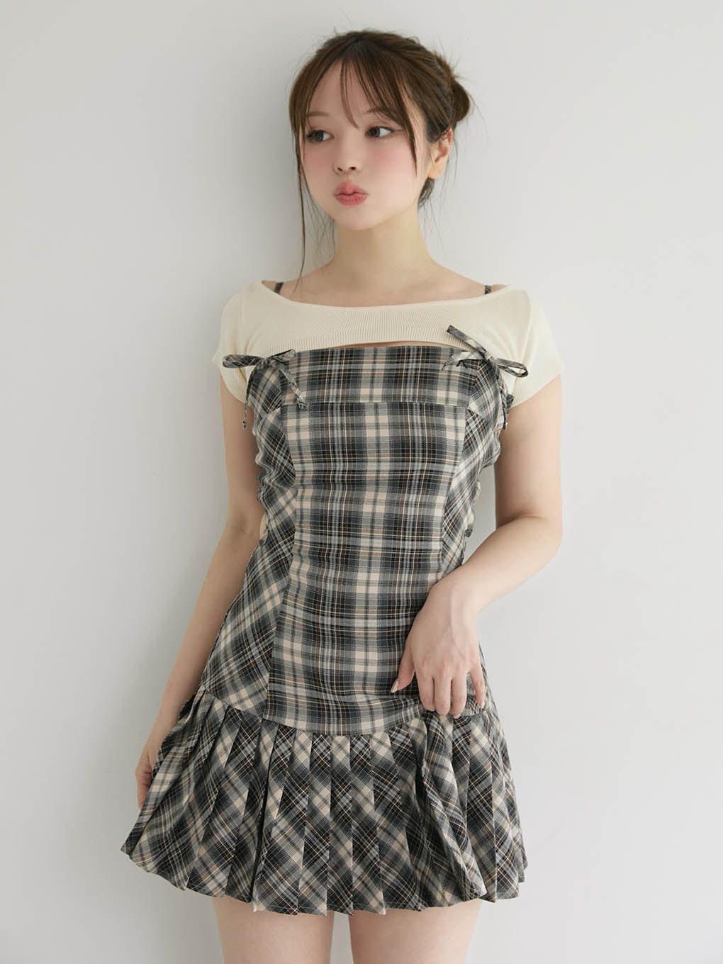Karen check mini dress