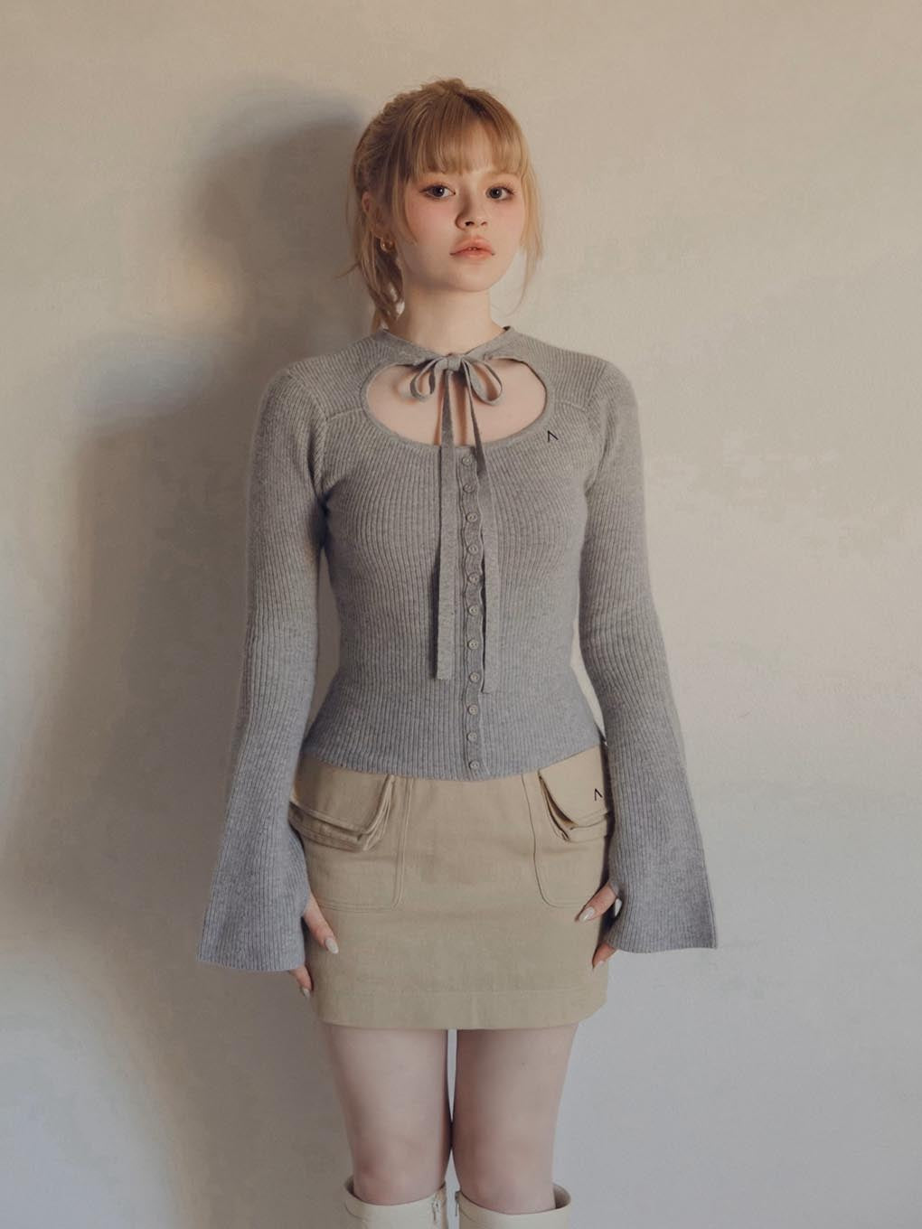 セールの定価 ANDMARY Millie ribbon knit tops - トップス