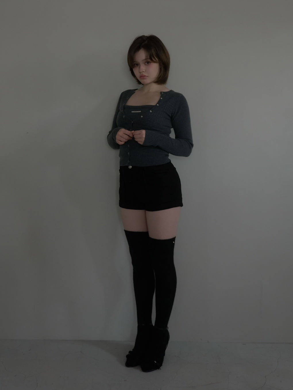 Waffle cardigan set tops
