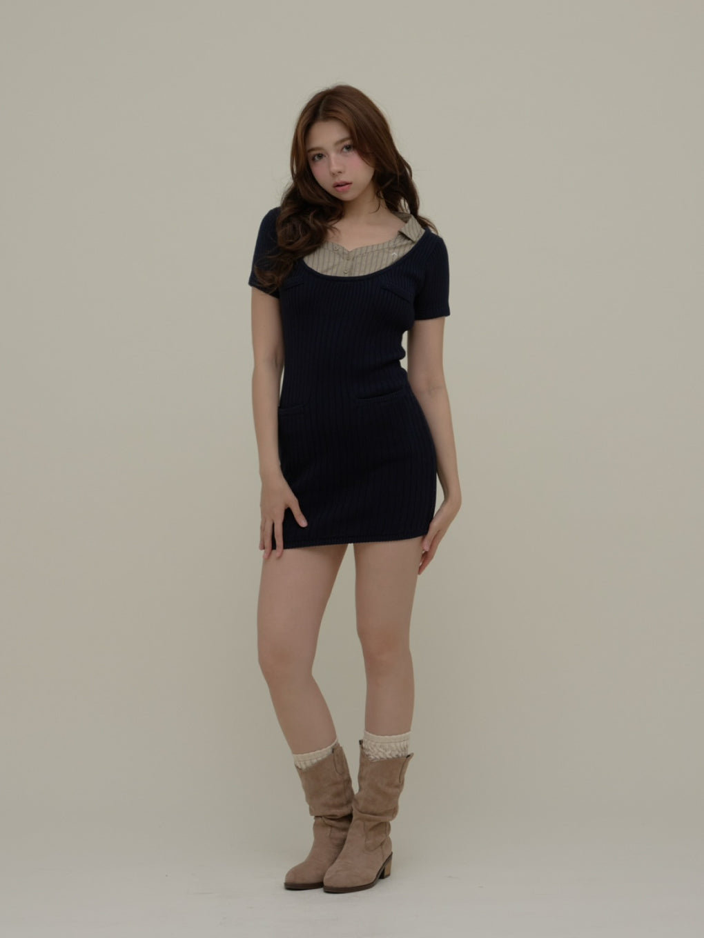 Nina stripe shirt mini dress