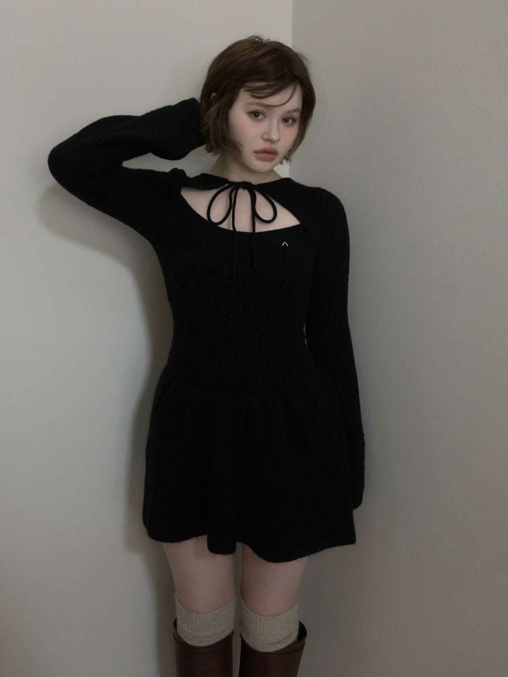 ANDMARY】Amy cable flare mini dress