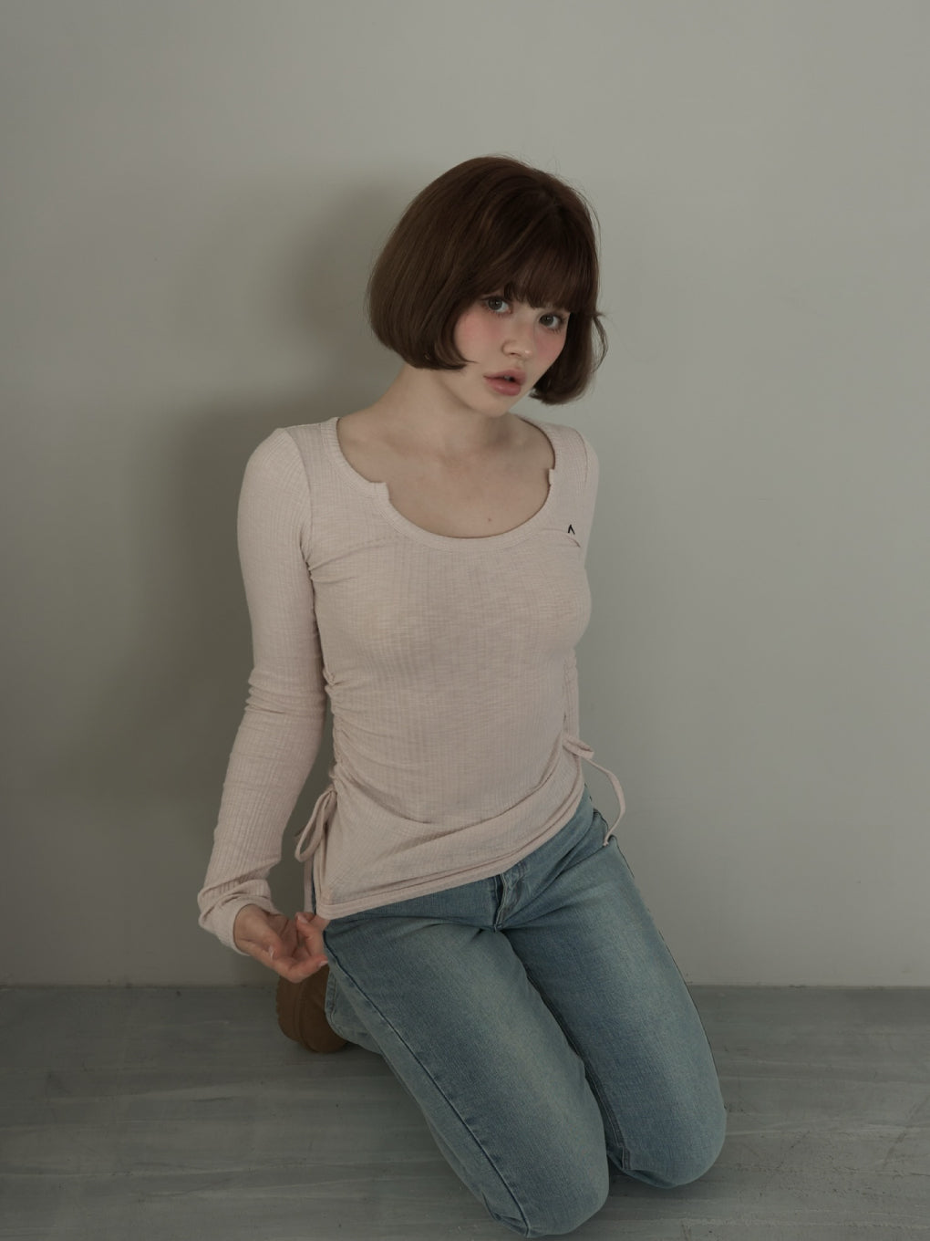 Lala shirring ribbon tops