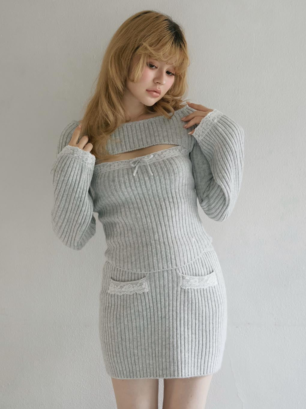 ANDMARY】Viora lace knit set