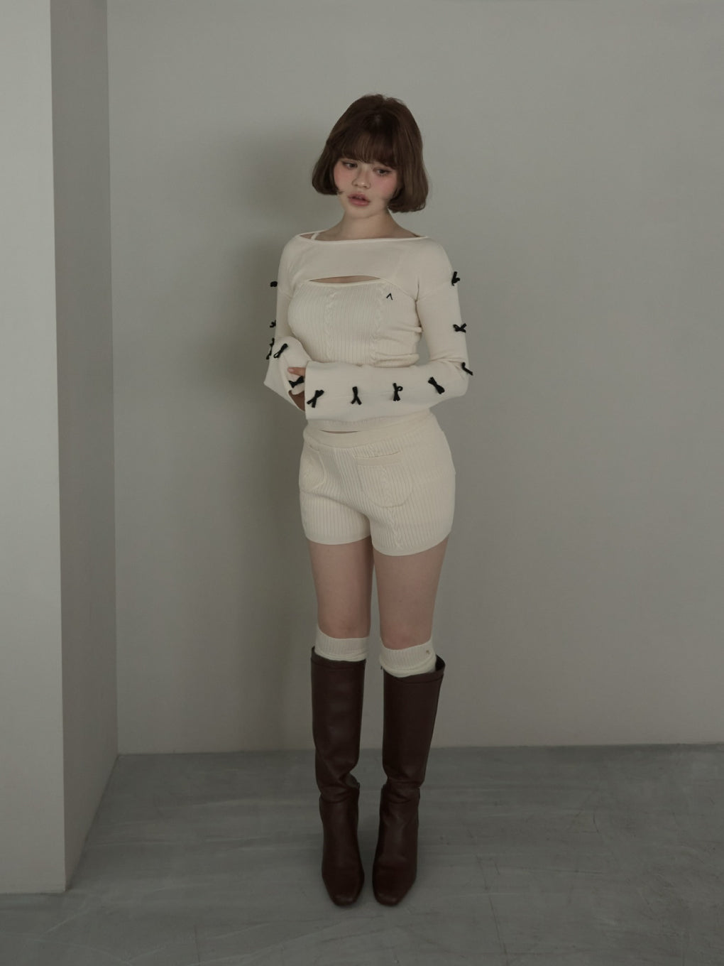 ANDMARY】Cindy ribbon knit set up