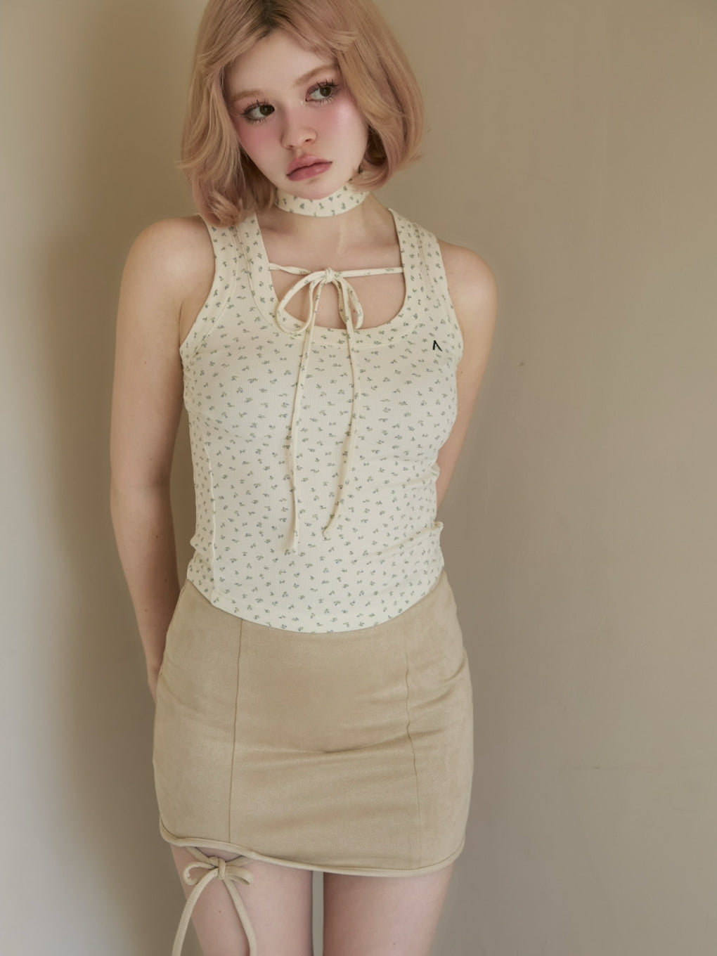 ANDMARY】Flower ribbon tops