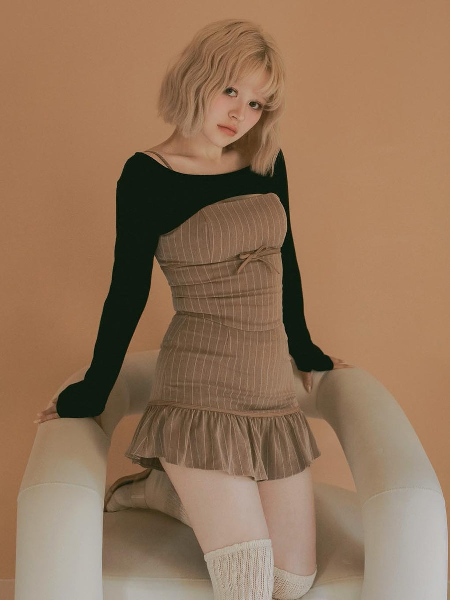 ANDMARY】Dany ribbon knit set up 