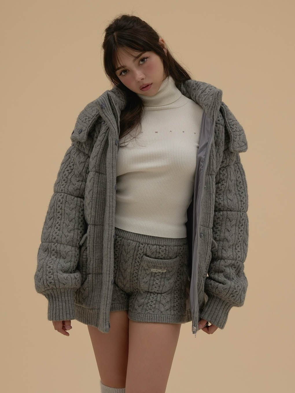 Mary quilting knit shape jacket