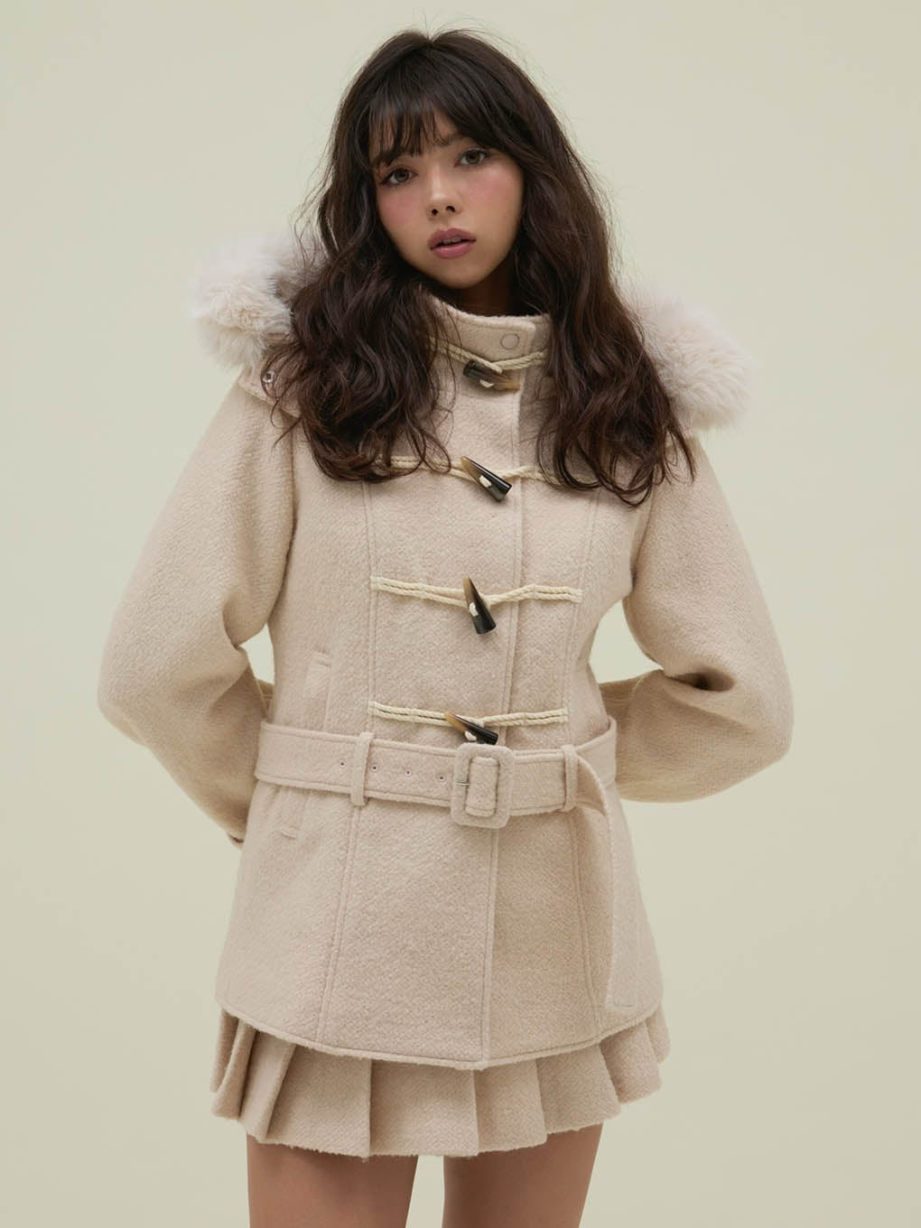 Nicole fur belt jacket