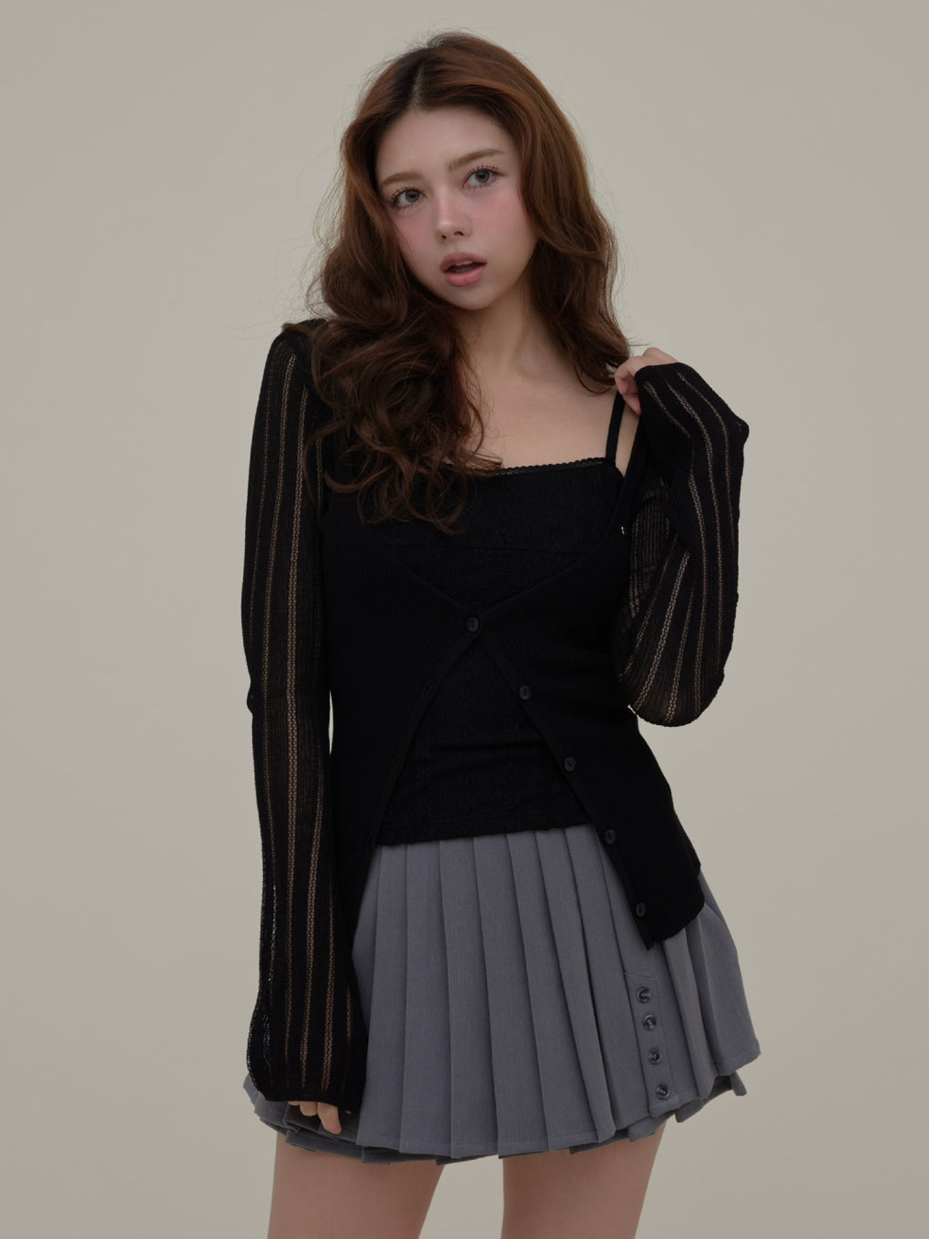 Dida pleats flare skirt