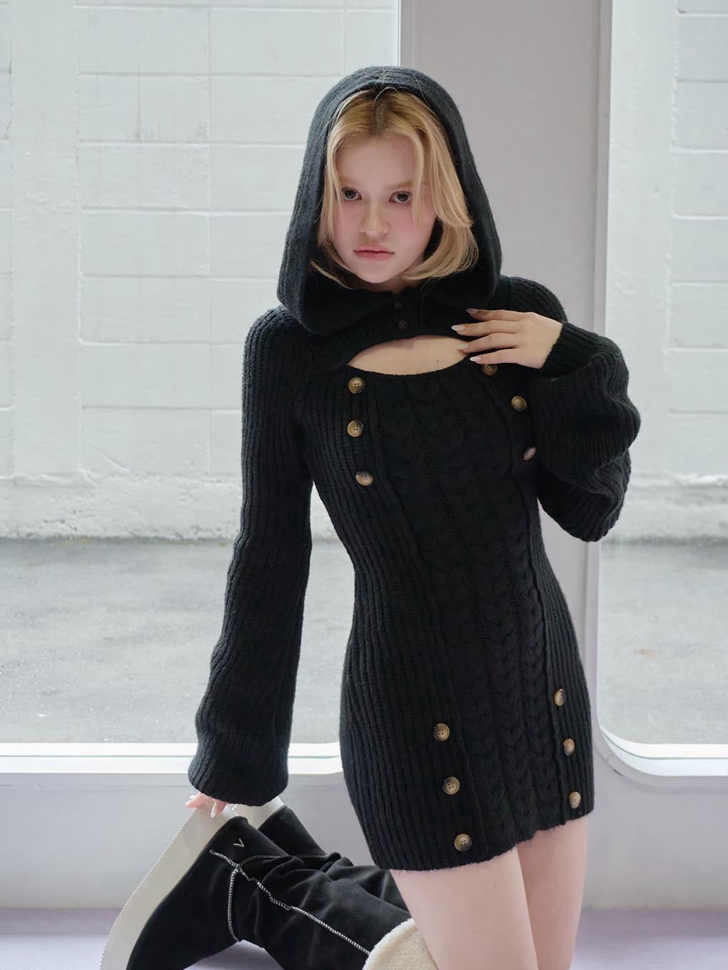 レディースandmary Elsie knit mini dress