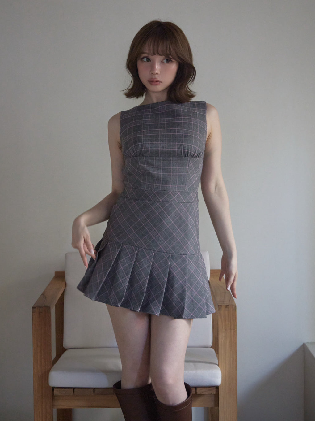 Donna check mini dress
