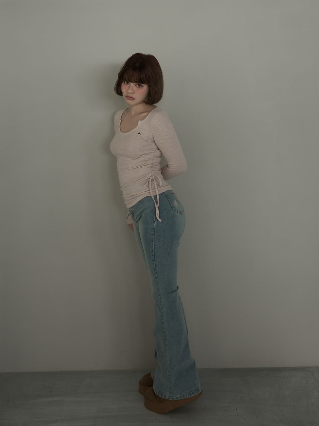 ANDMARY】Lala shirring ribbon tops