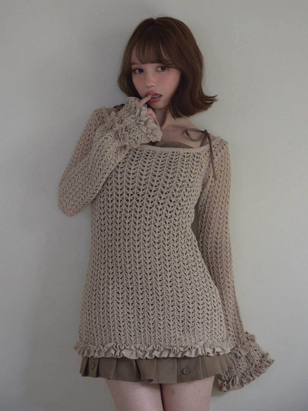 Grenda pleats set mini dress