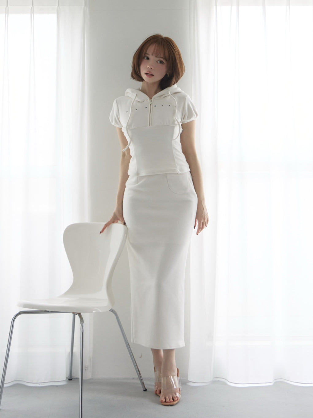 み　Willow heart button long skirt ANDMARY】Willow heart button long skirt