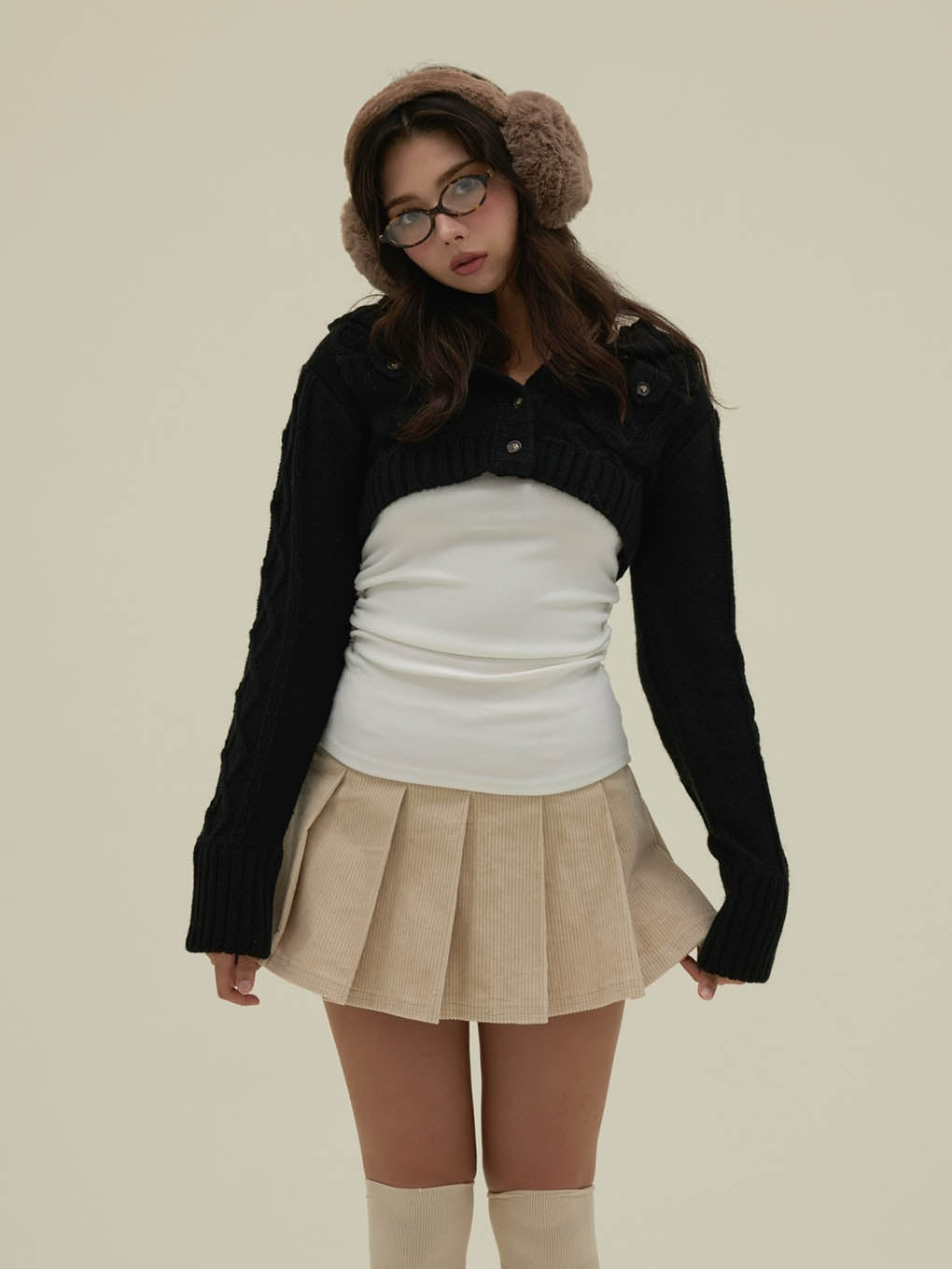 Mary logo cable knit set