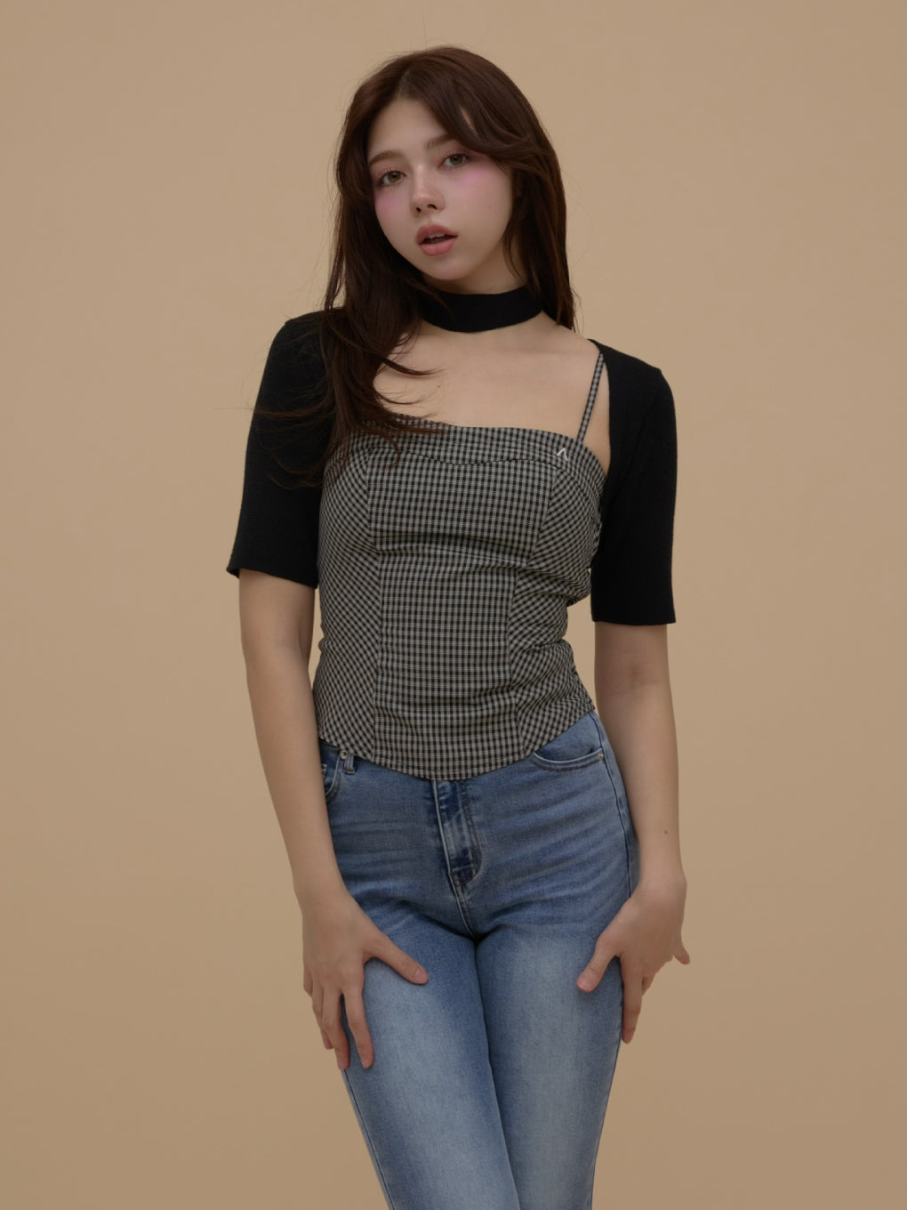 andmary 半袖 ANDMARY】Nancy check set tops