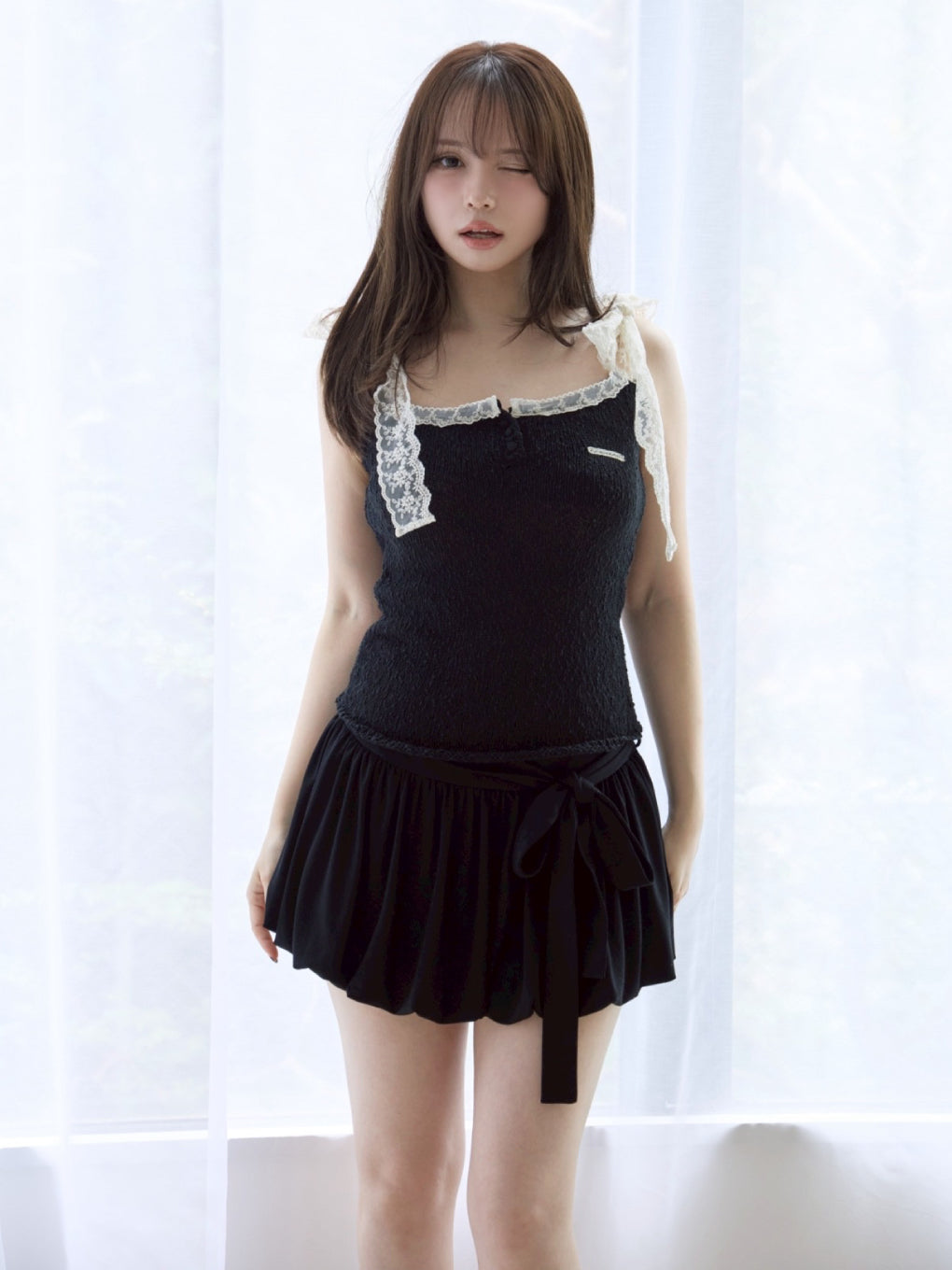 トップス andmary Cotton ribbon tank ANDMARY】Cotton ribbon tank