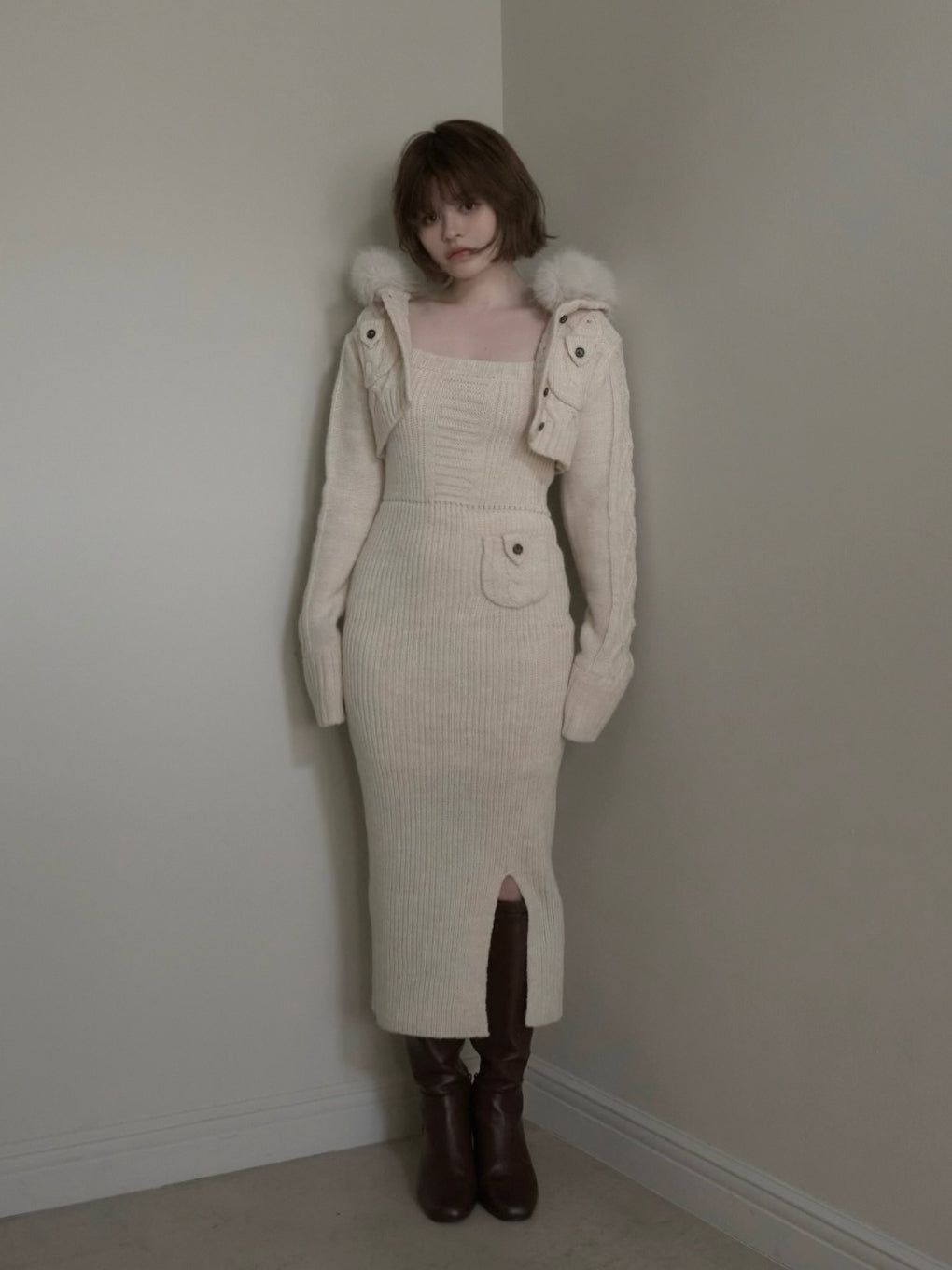 ワンピース Nara hood set dress AM1720 ANDMARY】Nara hood set dress