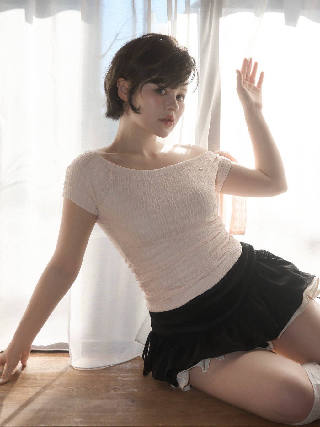 ANDMARY】Lace ribbon tops
