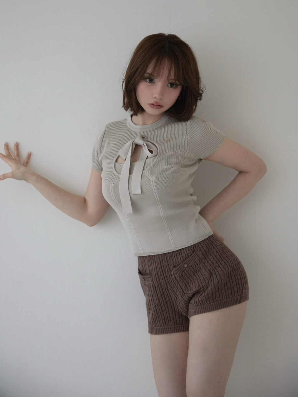 Emily ribbon knit tops