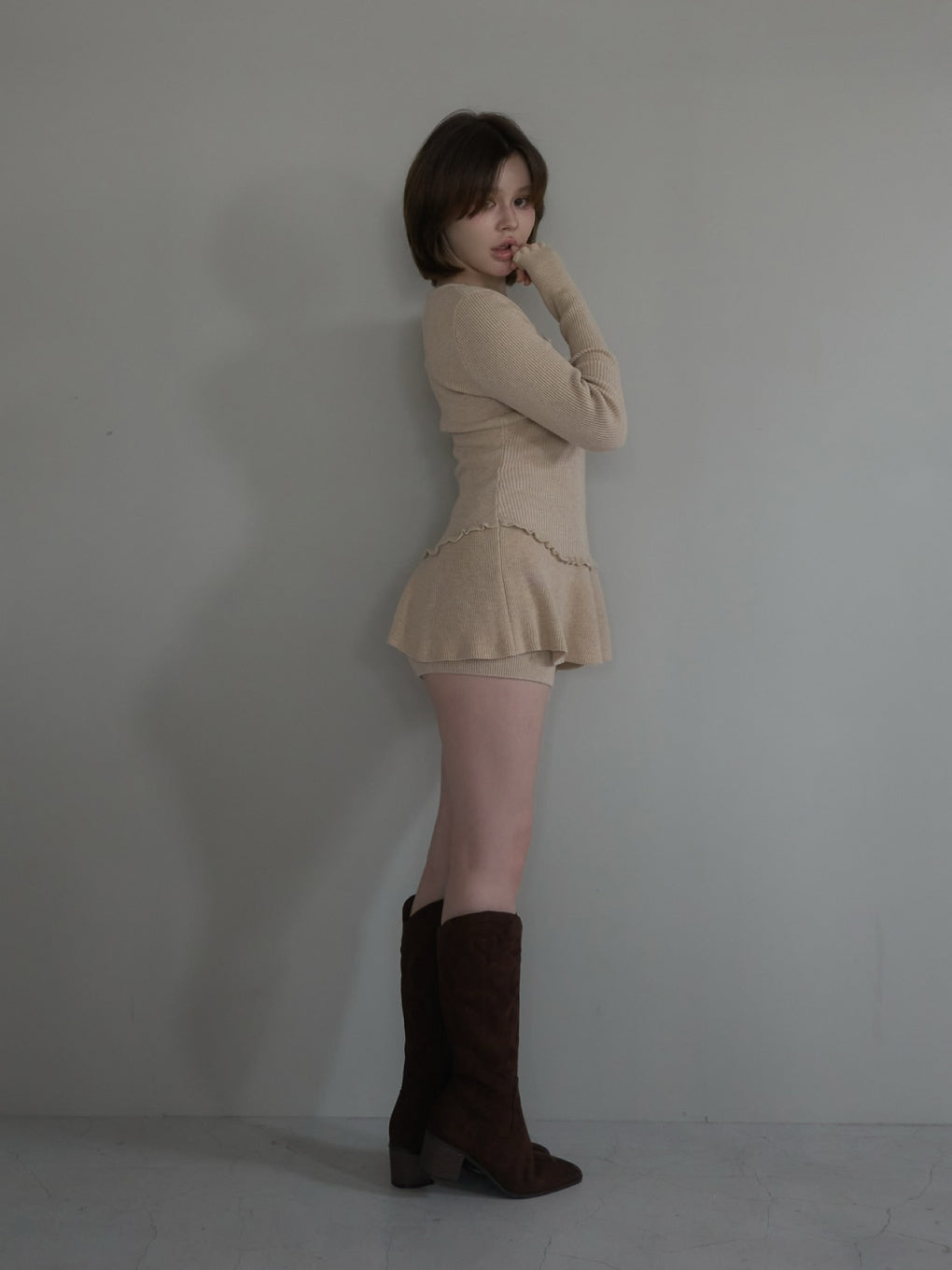 ANDMARY】Heart point western suede boots