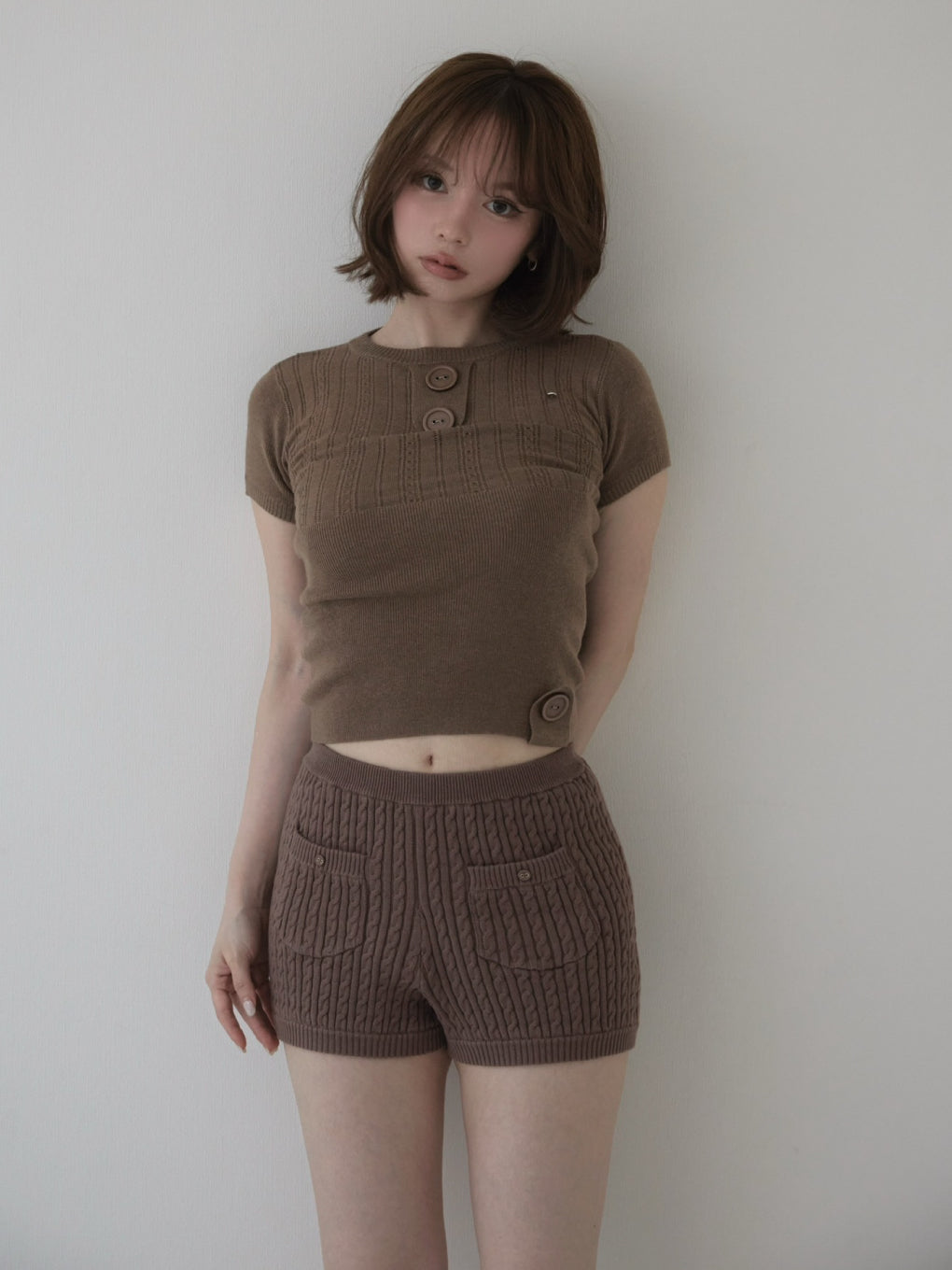 Brenda button knit tops