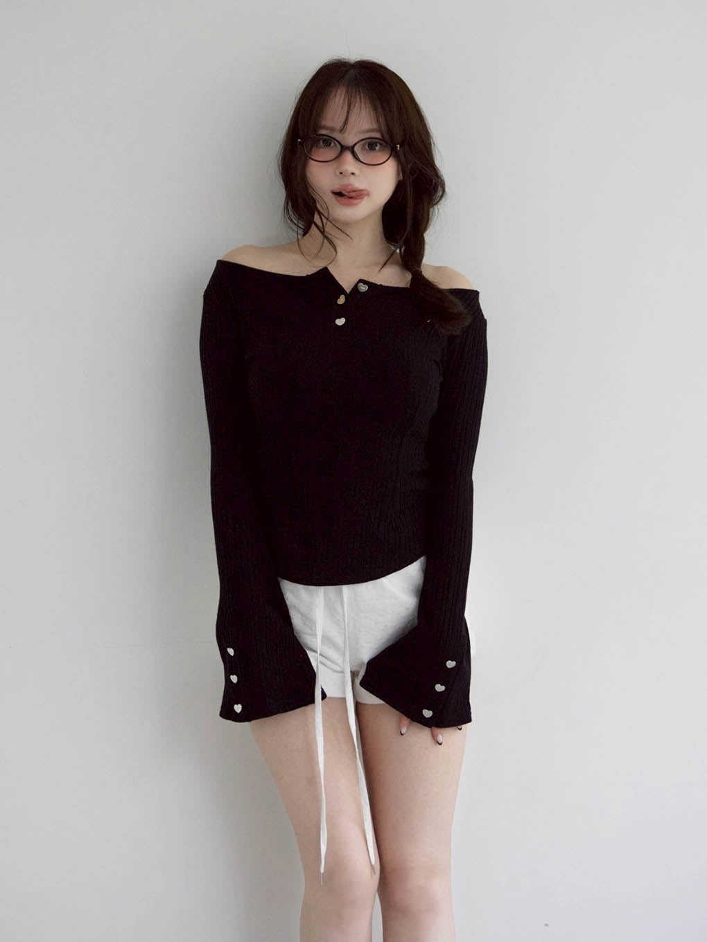 トップス ANDMARY Dorothy heart tops black Dorothy heart tops