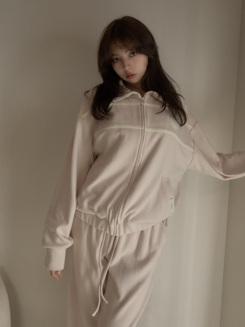Milky pile heart long pants