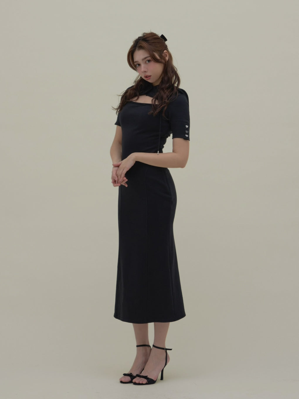 ANDMARY】Heart button slit dress